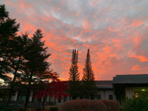 ホテルから見た夕陽