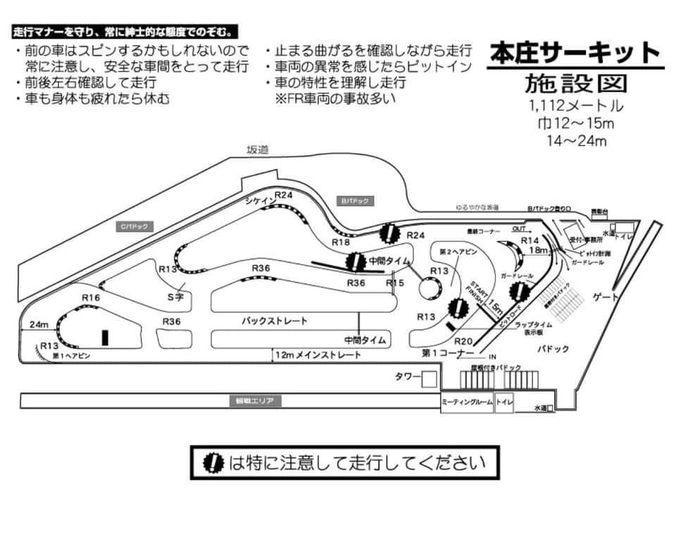 本庄サーキット、コース図